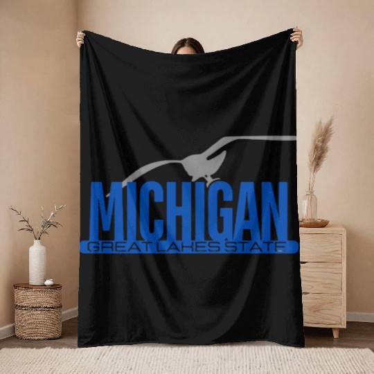 Michigan Great Lakes State Throw Blankets