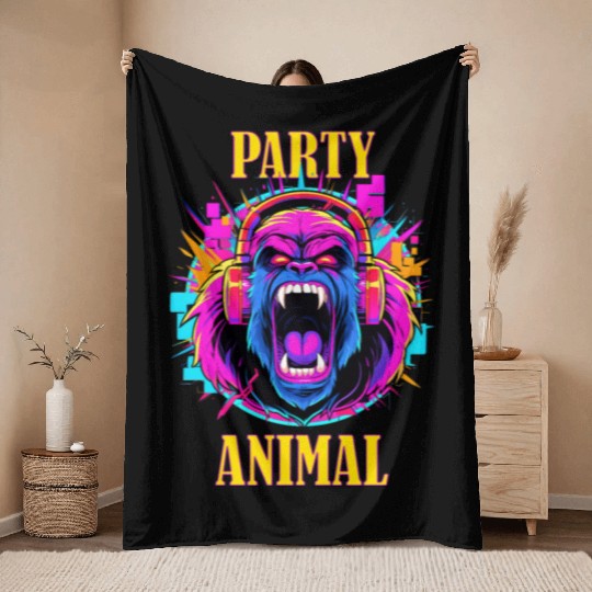 Party Animal Gorilla Style - Throw Blankets Design