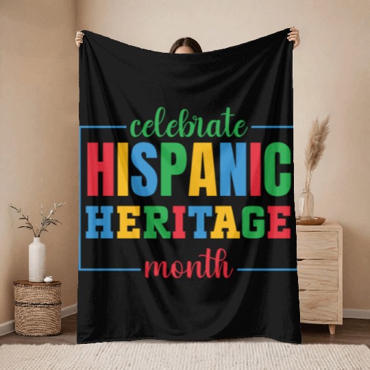 Hispanic heritage month colorful text image colorf Throw Blankets
