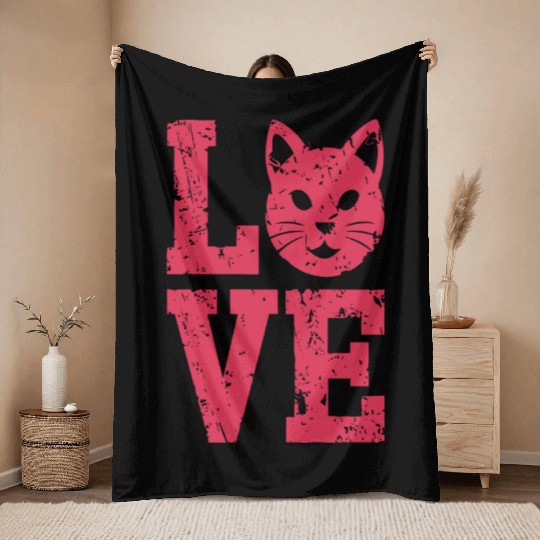 Love funny cat face Throw Blankets