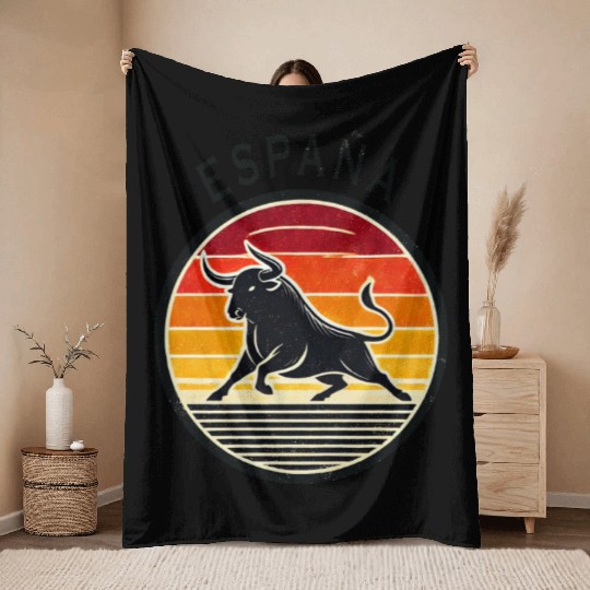 Spain Taurus Design Throw Blankets