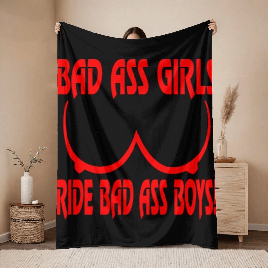 Badass Girls Ride Badass Boys LIKE US ON FACEBOOK Throw Blankets