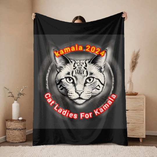 Cat Ladies For Kamala Throw Blankets