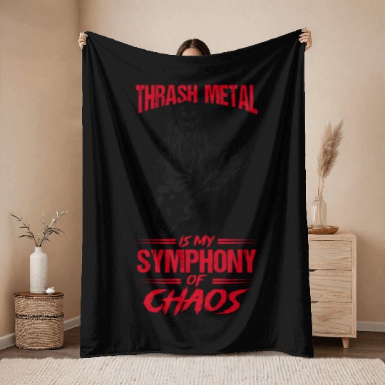 Metalhead Art for Trash Metal Fan Throw Blankets