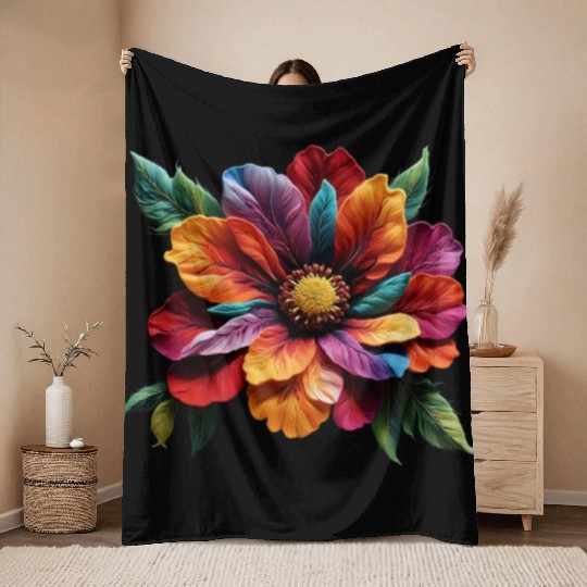 Spectrum Bloom - A Symphony of Floral Hues Throw Blankets