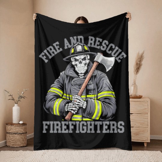 Firefighter - Heroic Fire and Rescue Art Throw Blankets
