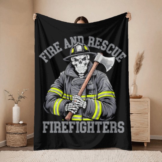Firefighter - Heroic Fire and Rescue Art Throw Blankets