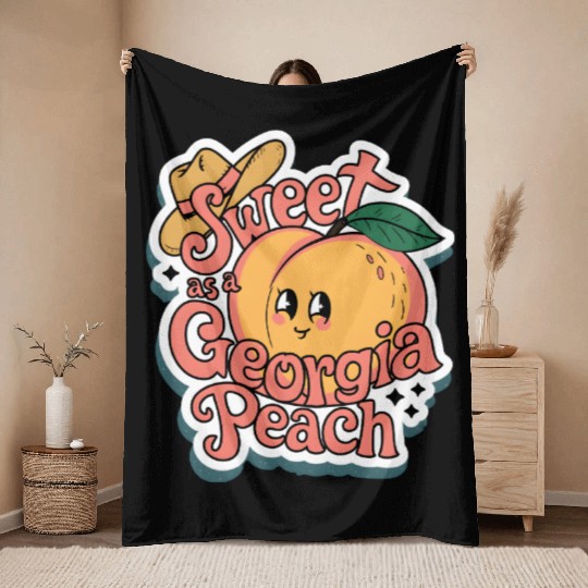 Sweet as a Georgia Peach Sticker.t-shits Throw Blankets