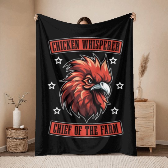 Chicken Hen Chief Of The Farm Throw Blankets
