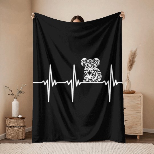 Heartbeat For Cute Koala Marsupials Throw Blankets