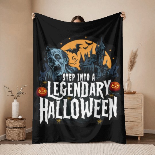 Spine Chilling Spooky Halloween Horror Design Throw Blankets