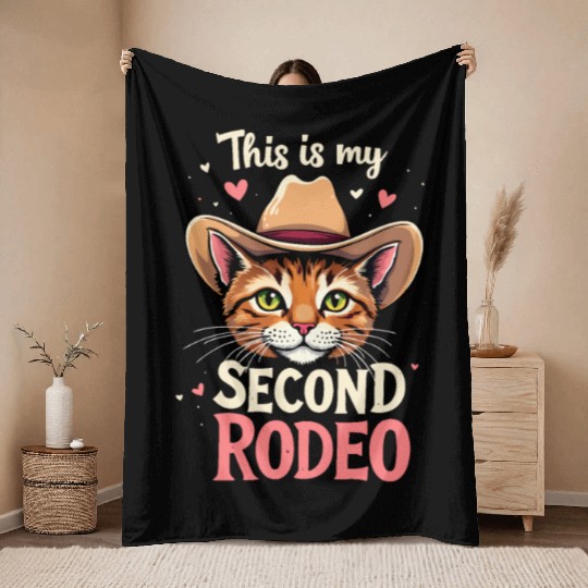 This Is My Second Rodeo Cowboy Cat Throw Blankets