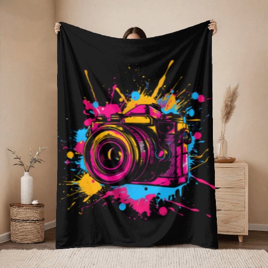 A Watercolor Design For Photography Lovers Throw Blankets