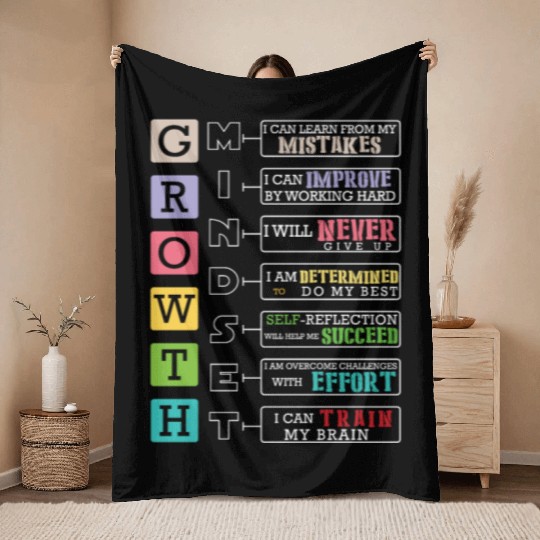 Growth Mindset Positive School Classroom Teacher Throw Blankets