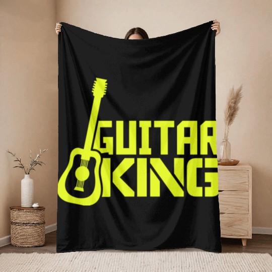 Guitar King Guitarist Text Bassist Royal Fun Quote Throw Blankets