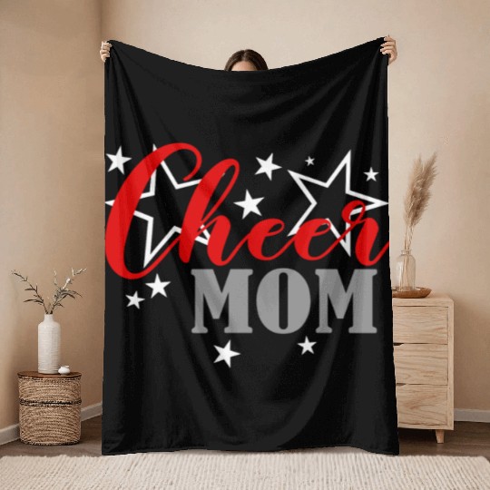 Cheerleader Proud Cheer Mom Pride Sports Supporter Throw Blankets