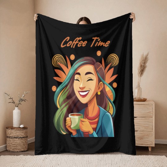 Coffee Time Bliss Throw Blankets