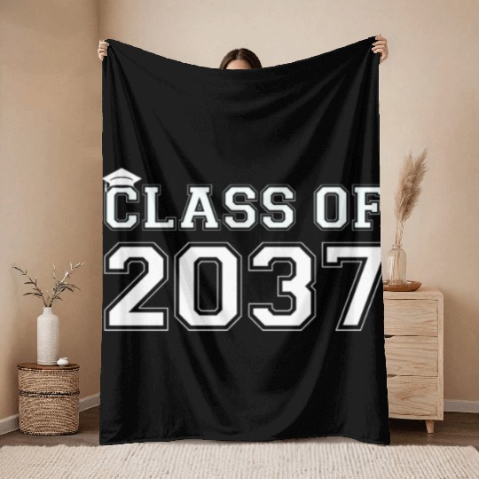 Class Of 2037 Pre K Grow With Me Graduation Throw Blankets
