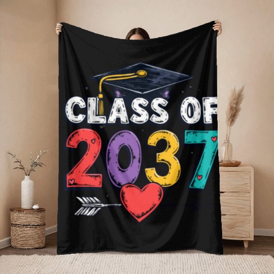 Celebrating the Class of 2037: A Colorful Future Throw Blankets