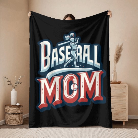 Proud Baseball Mom: Swinging for the Fences.t-shir Throw Blankets