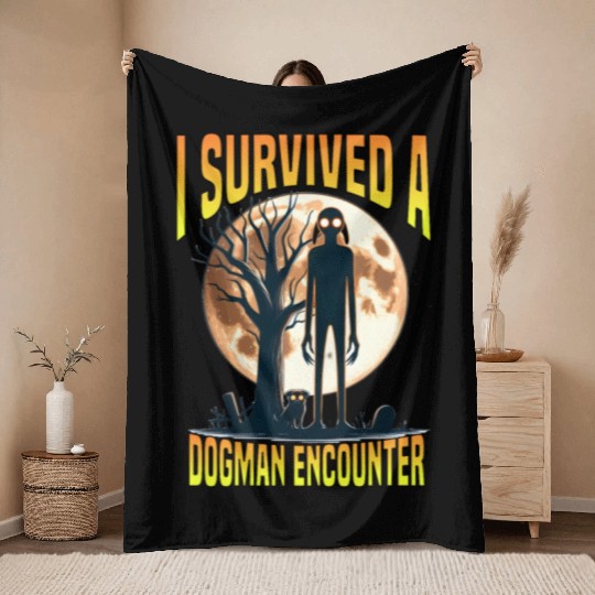 i survived a dogman encounter Throw Blankets