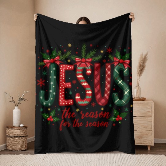 Jesus Is The Reason For The Season Christmas Art Throw Blankets