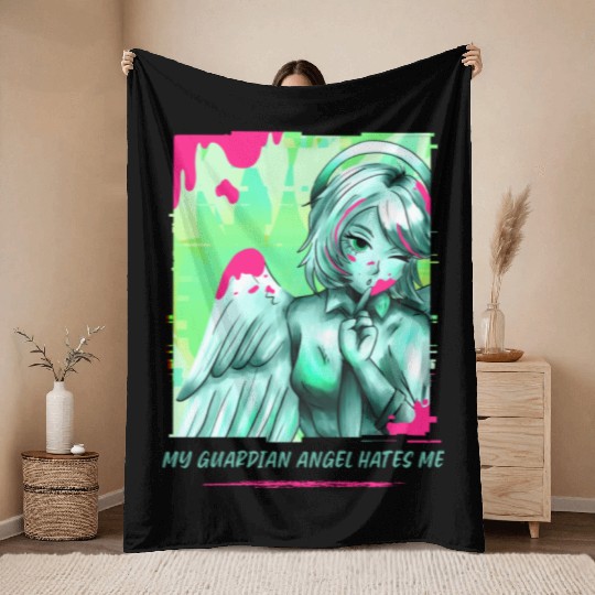 My Guardian Angel Hates Me (Ladies) Throw Blankets