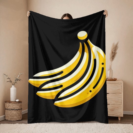 Banana minimalist bananas design food art 3 Throw Blankets