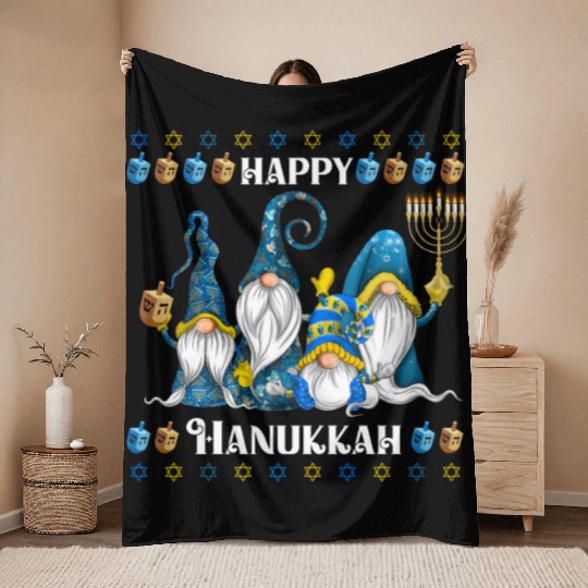 "Hanukkah Gnome" Wishing You a Happy Hanukkah Throw Blankets