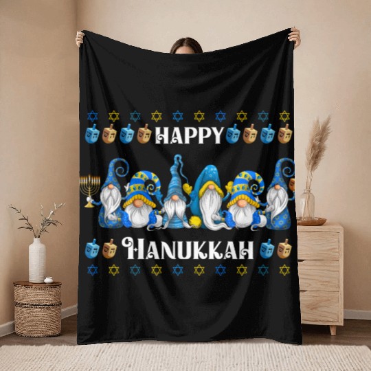 "Hanukkah Gnome" Wishing You a Happy Hanukkah Throw Blankets