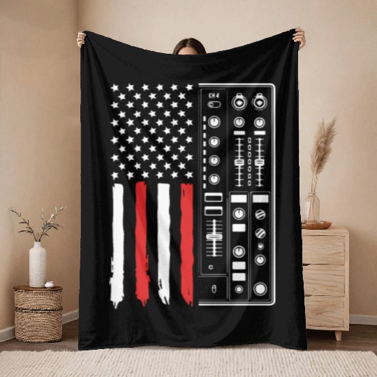 4th Of July Us Flag Beat Maker Music Producer Throw Blankets