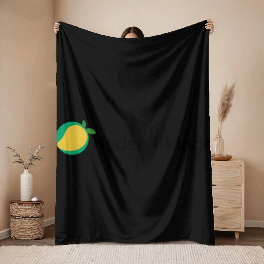 Green Mango Logo Design Throw Blankets