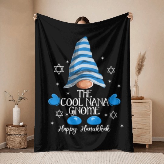 The Nana Gnome Funny Family MatchingGroup Hanukkah Throw Blankets