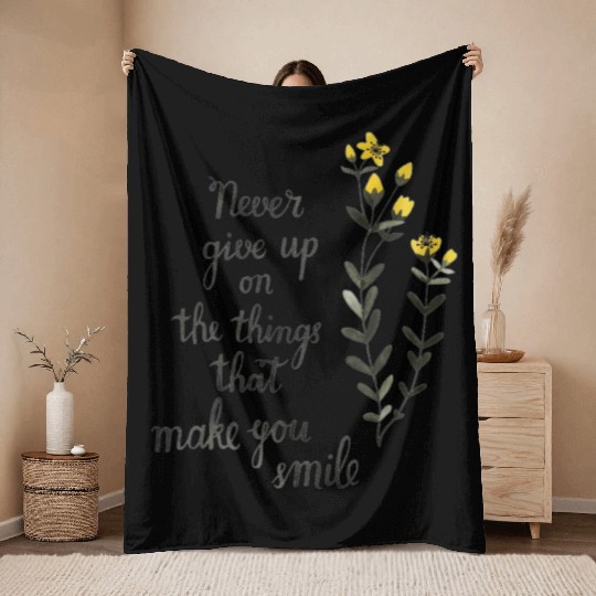 Never give up Throw Blankets