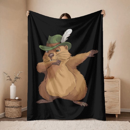 Groundhog Marmot for a Marmot lover groundhog fan Throw Blankets