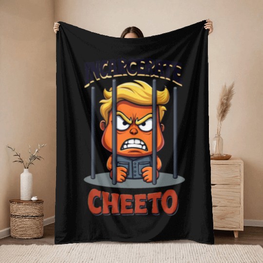 Incarcerate Cheeto Anti-Trump Political Satire Throw Blankets