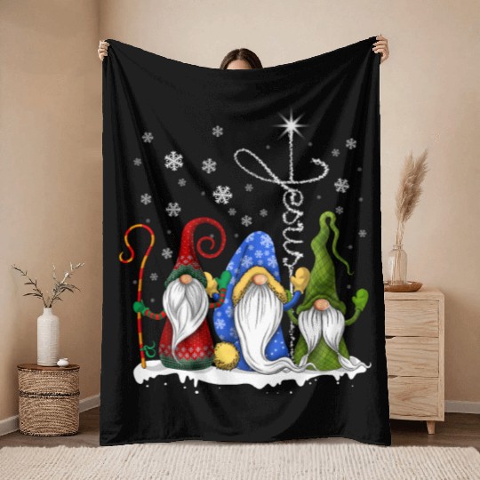 Merry Christmas Gnomes Xmas Family Men Women Throw Blankets
