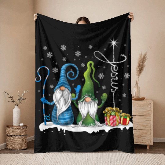 Merry Christmas Gnomes Xmas Family Men Women Throw Blankets