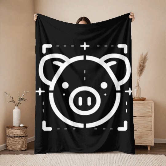 Pig face cute pigs vector farm animal path15 Throw Blankets