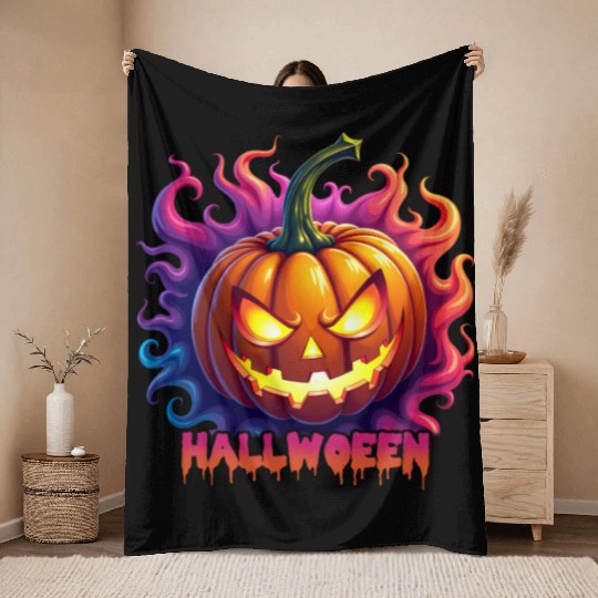 Halloween Jack O Lantern V 05 Throw Blankets