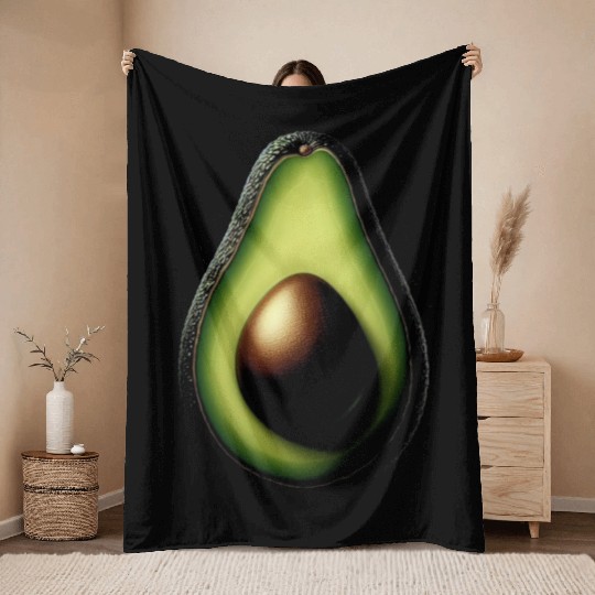 Avocado food art vegan design 2 Throw Blankets