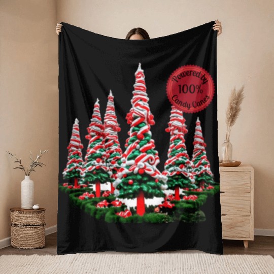 Powered by Candy Canes Throw Blankets