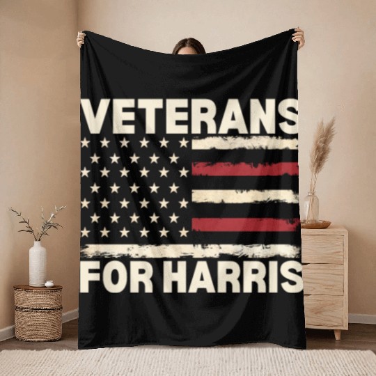 Veterans For Harris Throw Blankets