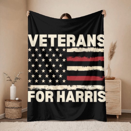 Veterans For Harris Throw Blankets