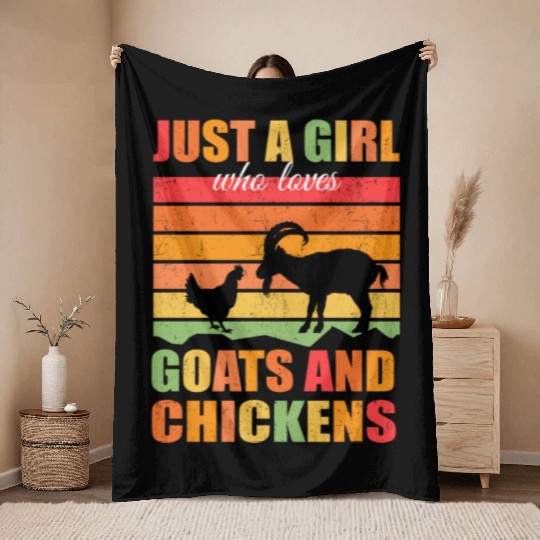 ute Just A Girl Who Loves Chickens Goats Farmer Throw Blankets