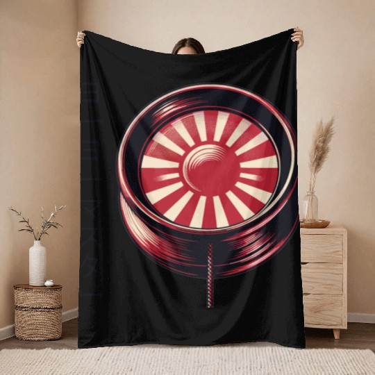 Yoyo Master Japanese Red Sun Yo-Yo Throw Blankets