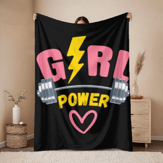 Girl Power– Gym & Workout Motivation Throw Blankets