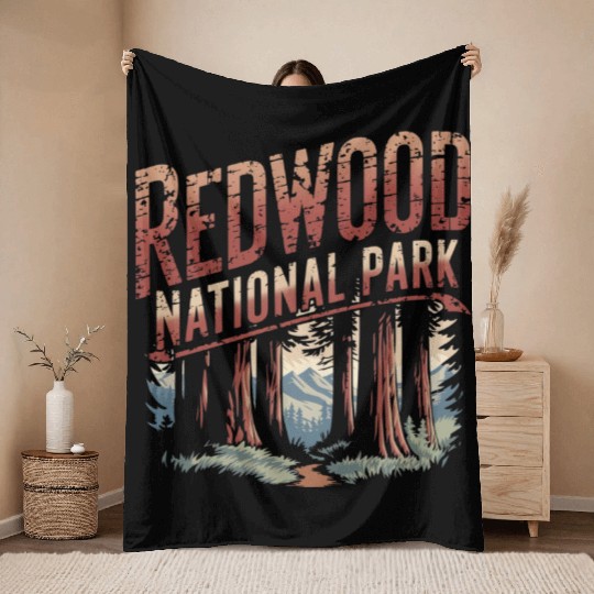 Redwood National park vintage Throw Blankets