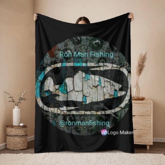 Ron Man Fishing Logo Throw Blankets