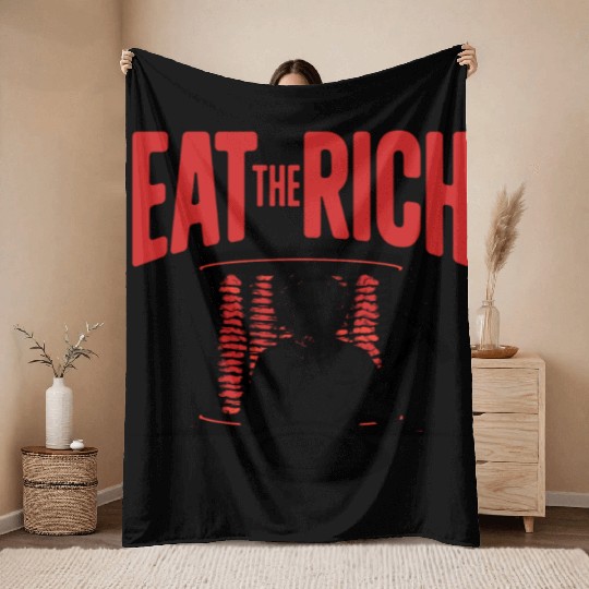 Eat The Rich Döner Kebab Satirical Design Throw Blankets